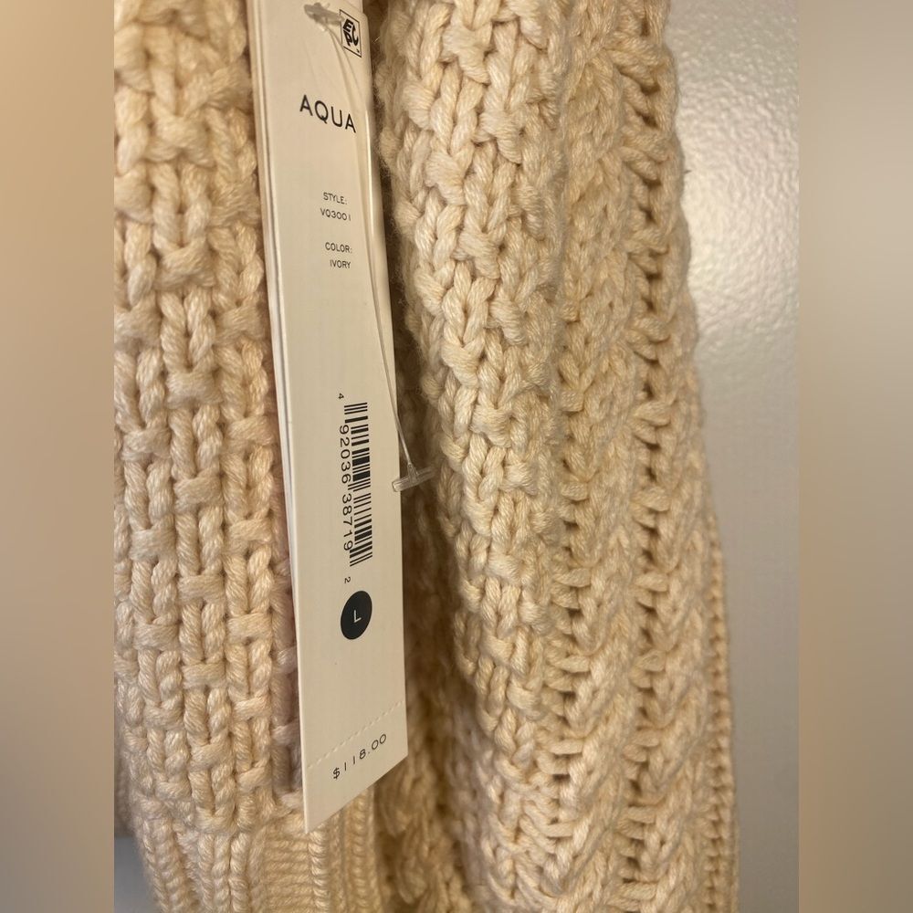 NEW! Aqua Cream Cable Knit Cutout Sweater - Picture 3 of 5